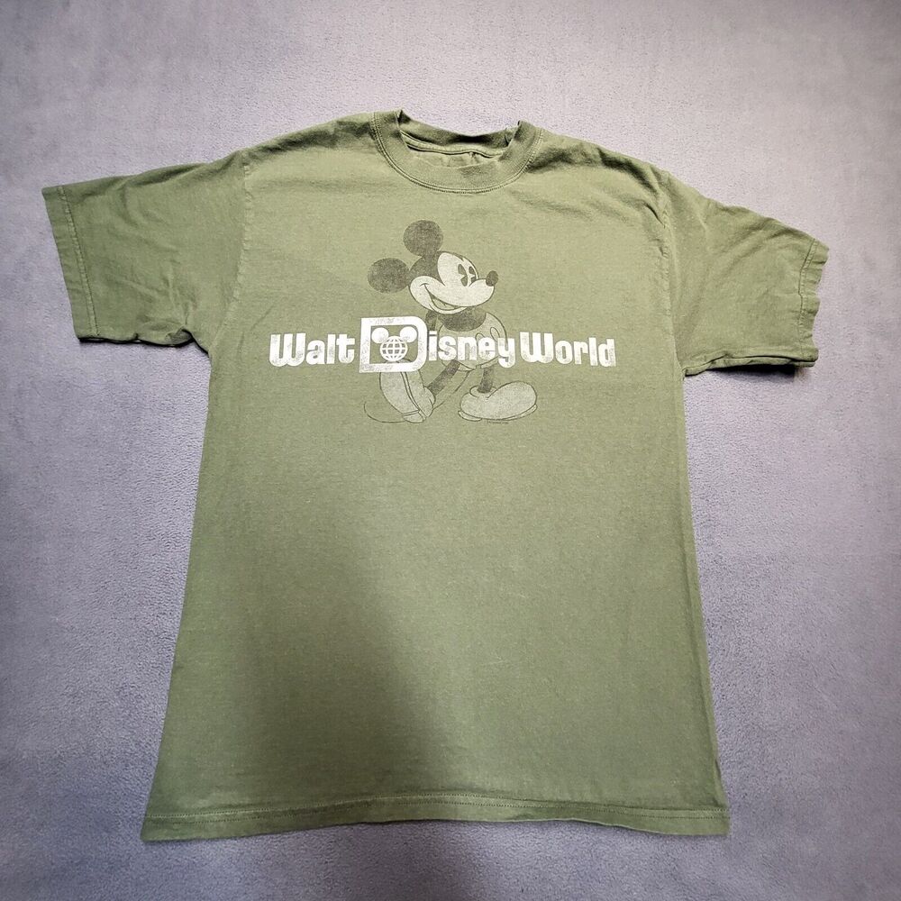 Walt Disney World Shirt Womens‎ M Green Mickey Mouse Short Sleeve Graphic Tee